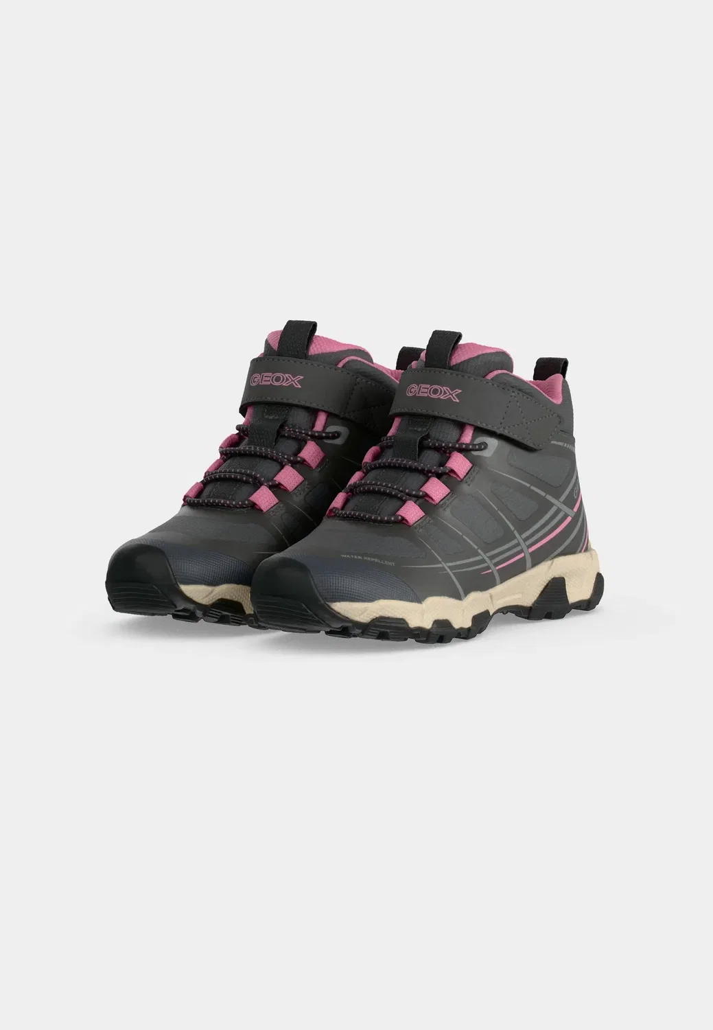 Девушка Магнетар - ботильоны на шнуровке Geox, Dark Grey/Pink — фото 3