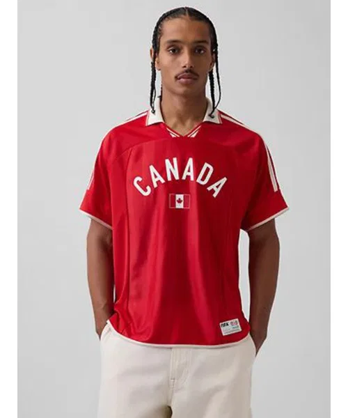 Мужская футболка с V-образным вырезом и принтом FIFA World Cup, модель Over Size Jersey GAP, Red