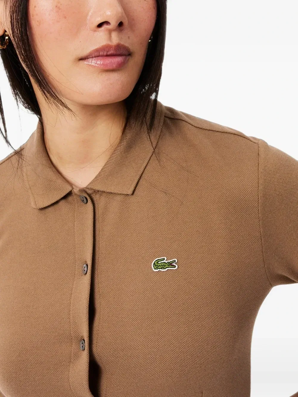 Платье-поло из пике с поясом Lacoste, коричневый — фото 3