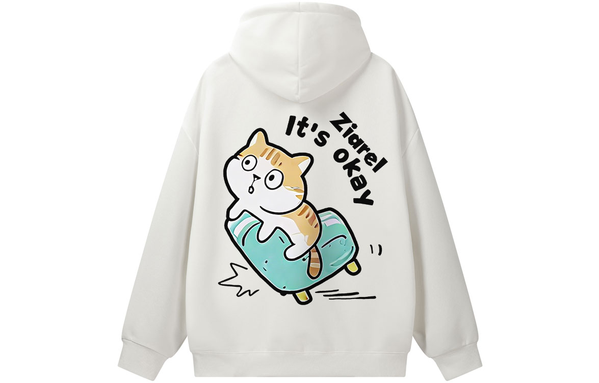 

Толстовка Unisex Hooded Moderate Heavyweight ZIAREL, белый right kitten