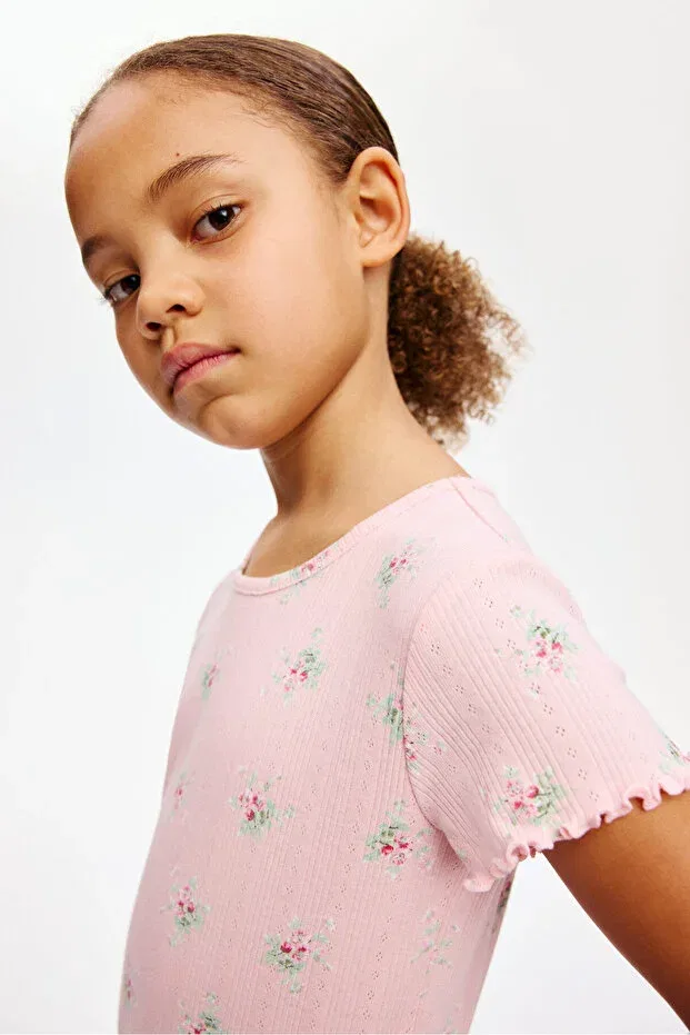 Детская футболка для девочек с принтом H&M, Light Pink Floral