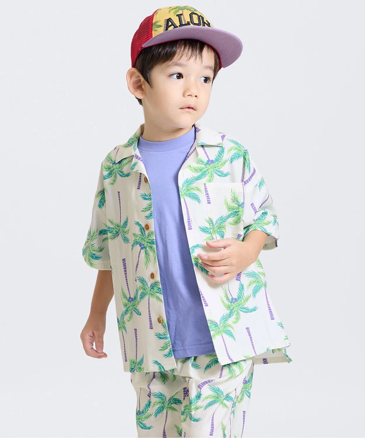 Детская рубашка с коротким рукавом с принтом Aloha F.O.KIDS, Off White