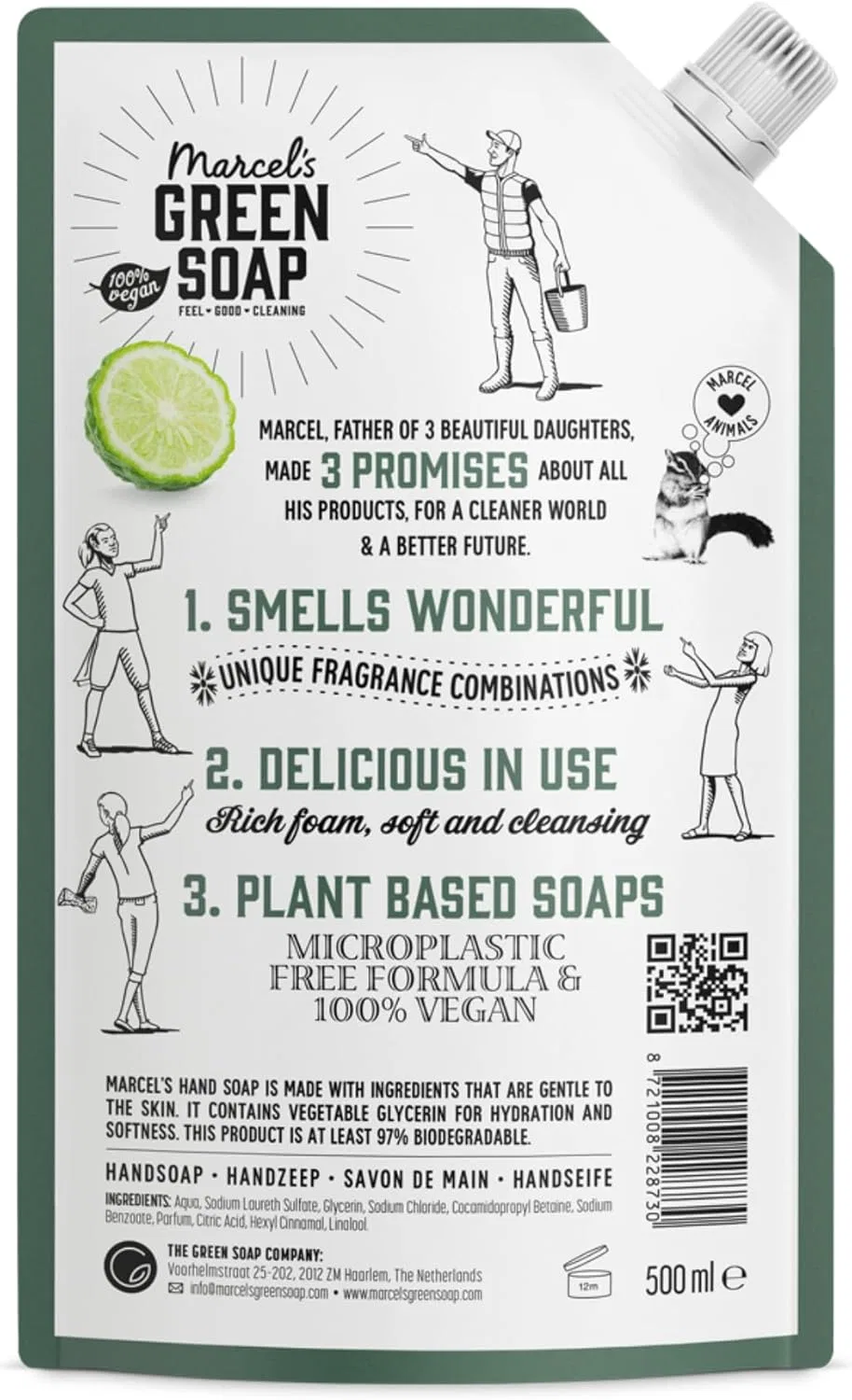 Жидкое мыло для рук Refill Black Pepper & Bergamot, Marcel's Green Soap, 500 мл — фото 2