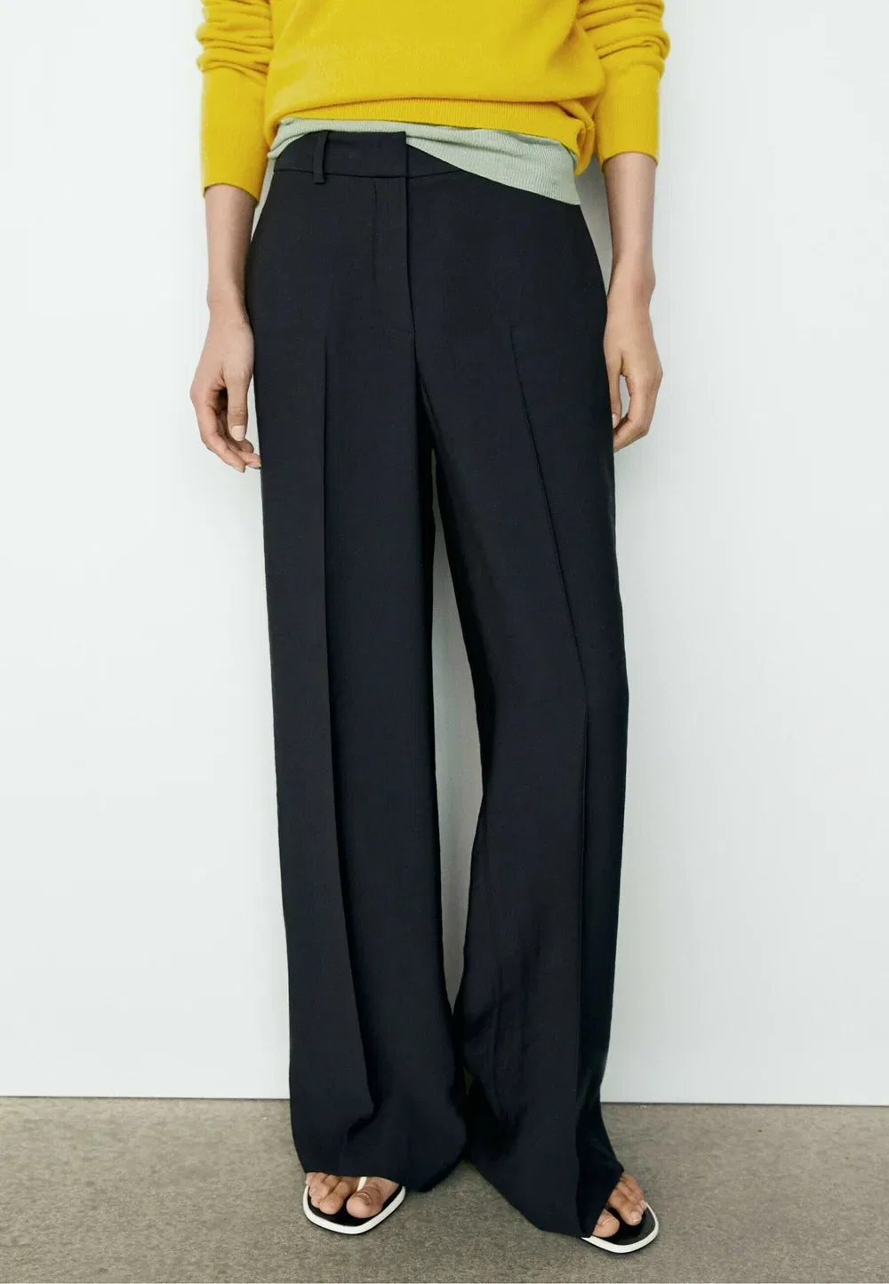 Свободные брюки прямого кроя Massimo Dutti, Dark Blue