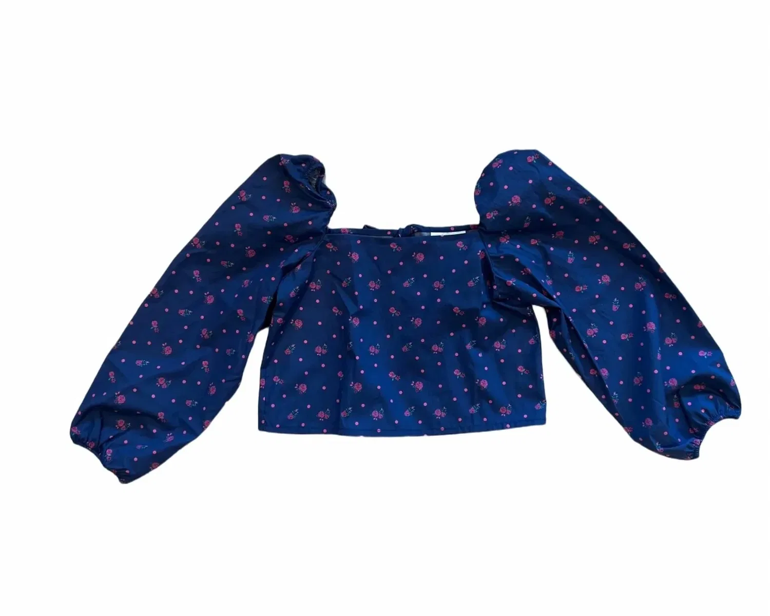 Детская блузка для девочек с коротким рукавом-фонариком Jordyn THEME, Blue Floral Dot
