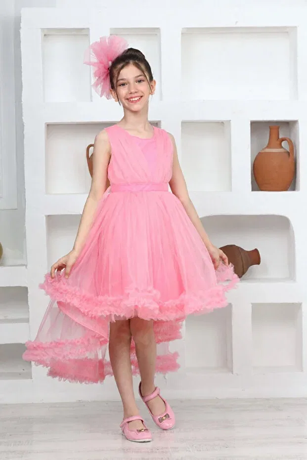 Детское платье для девочек с принтом Tail detail girls princess dress Babyhola, Pink