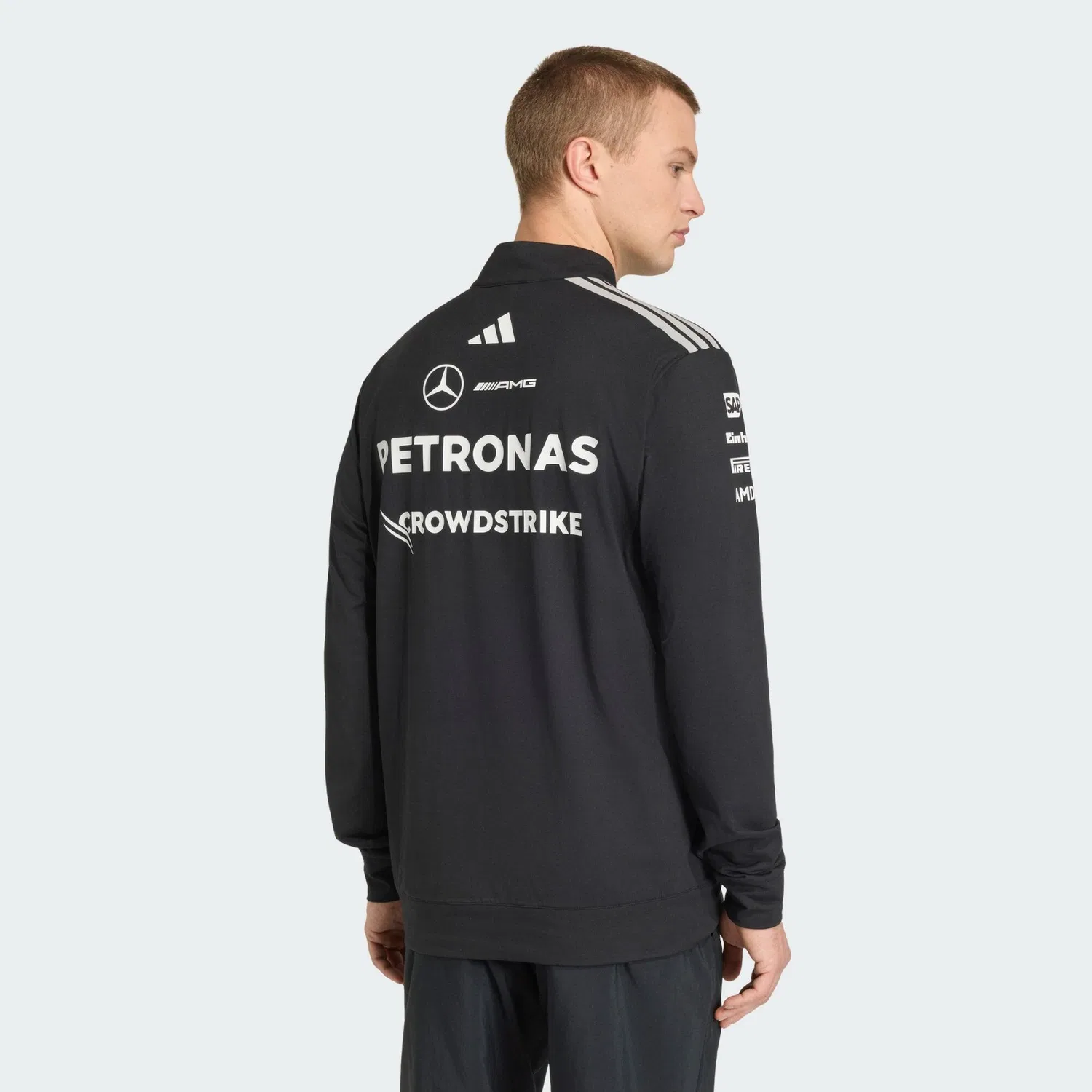 Мужской свитшот с длинным рукавом Mercedes-AMG Petronas Formula 1 Team Engineers Quarter Zip Adidas, Schwarz — фото 4