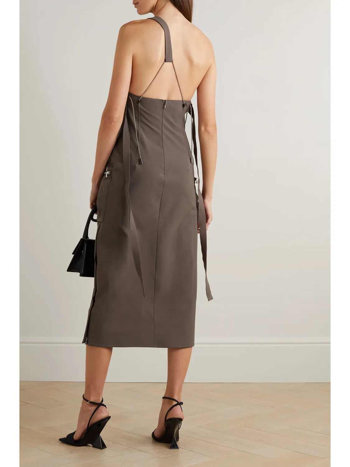 Платье-миди из твила на одно плечо Jacquemus, светло-коричневый — фото 3
