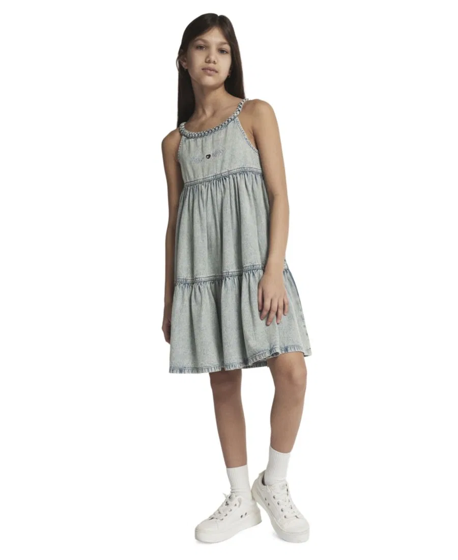 Платье-трапеция с плетеными бретелями, без рукавов, модель Rope Trim Scoop Neck Tommy Hilfiger, Bleach Wash — фото 2