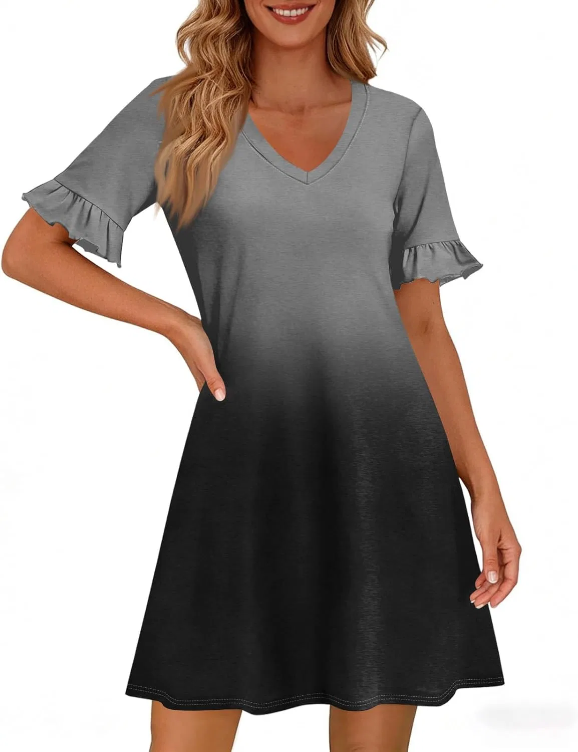 Женское летнее платье А-силуэта с рюшами, 2-dark Gray — фото 4