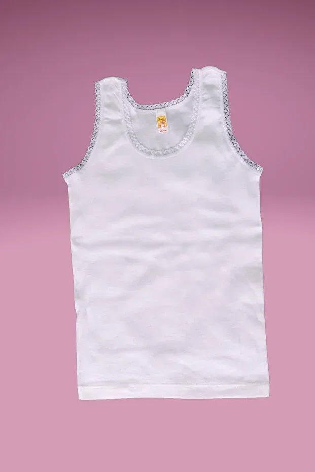 Детский топ на тонких бретелях хлопковый комплект 6 шт Ribana Lace Camisole Faal, White