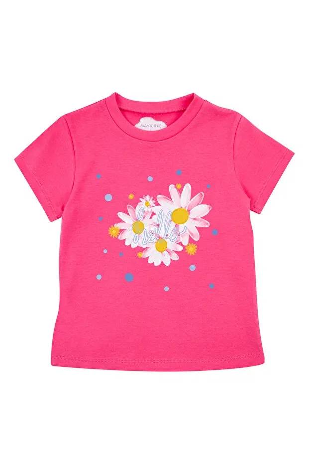 Детская футболка для девочек с принтом Hello Daisy Bubuga, Fuchsia