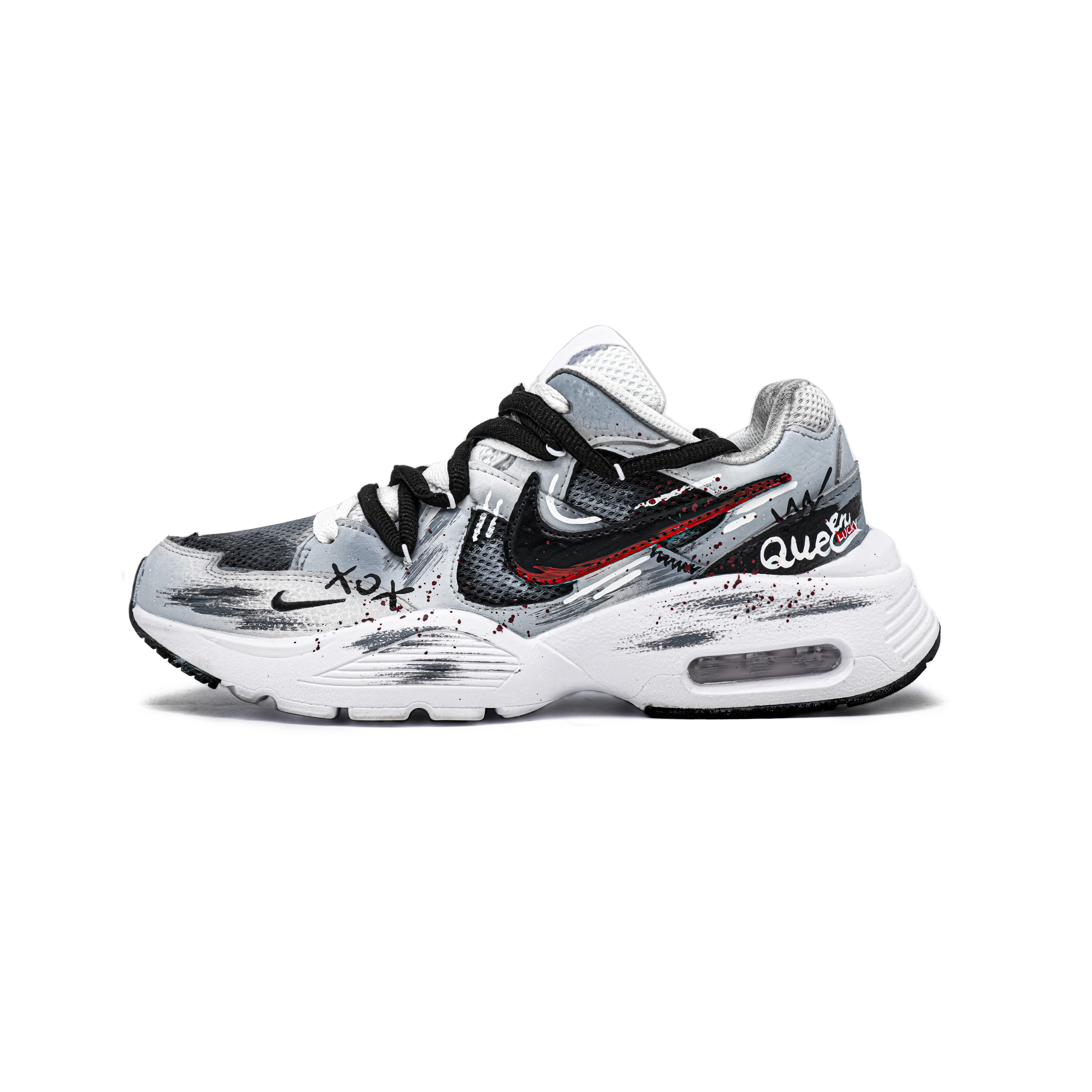 

Nike Кроссовки для бега мужские Air Max Fusion Fabric Cushioning, Wear Resistant Low top черный белый серый