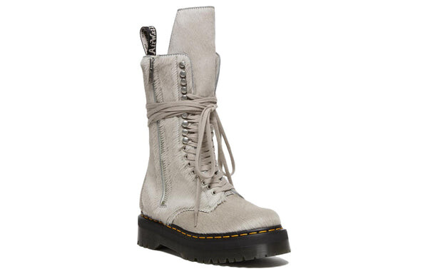 Кроссовки 1918 ro hair on lace up strobe calf length platform boot 'rick owens' Dr. Martens, серый — фото 2