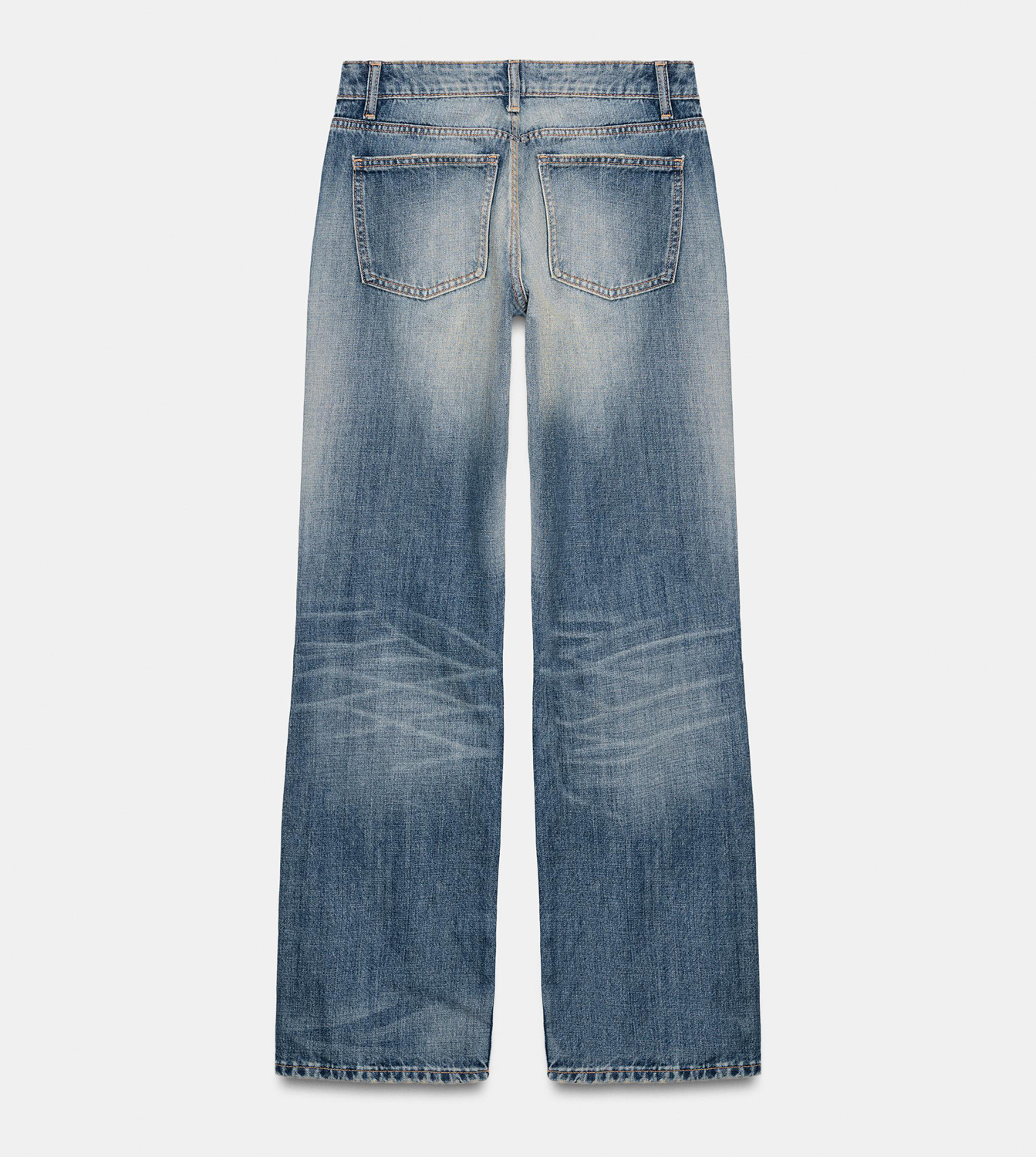 Джинсы Zara Trf Low-Rise Wide-Leg, средне-синий — фото 3