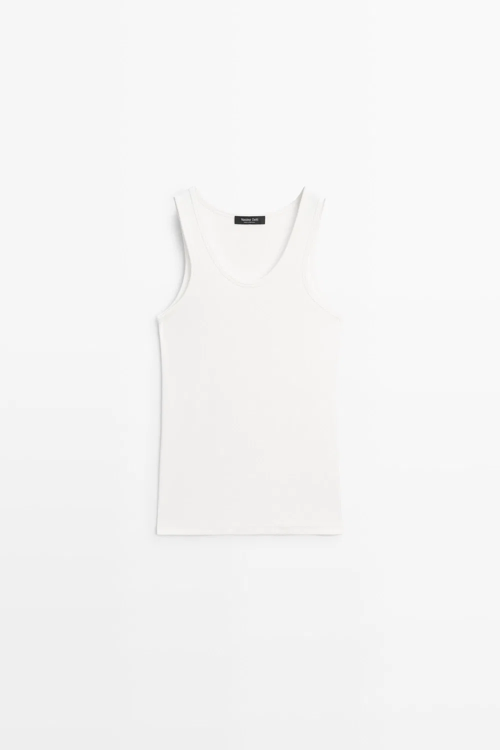 Майка Massimo Dutti Cotton Blend Crew Neck, белый — фото 2