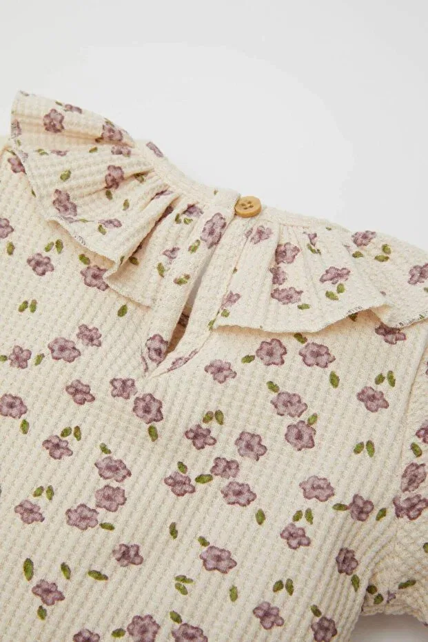 Детская футболка для девочек с длинным рукавом Defacto, Beige-Bg744 — фото 3