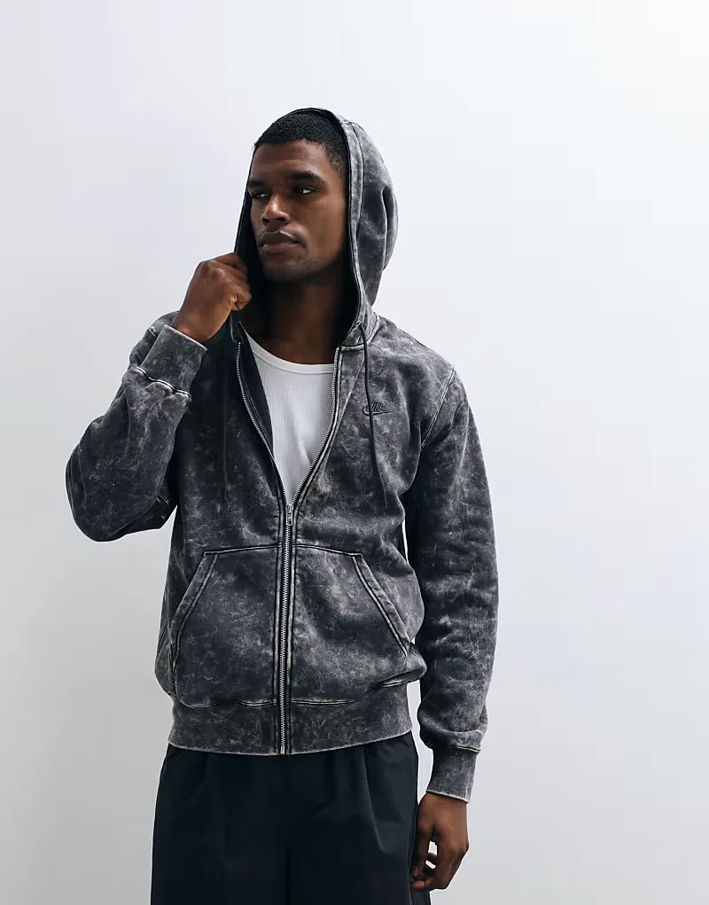 Худи Nike Club на молнии, черный