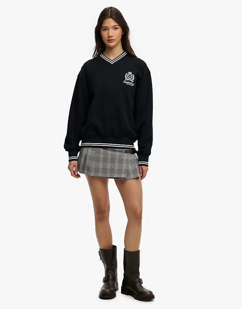 Толстовка Superdry Country Club с V-образным вырезом, затмение темно-синий — фото 4