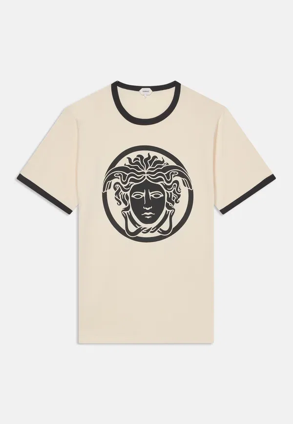 Футболка унисекс с принтом Медузы Versace, черный/кремовый
