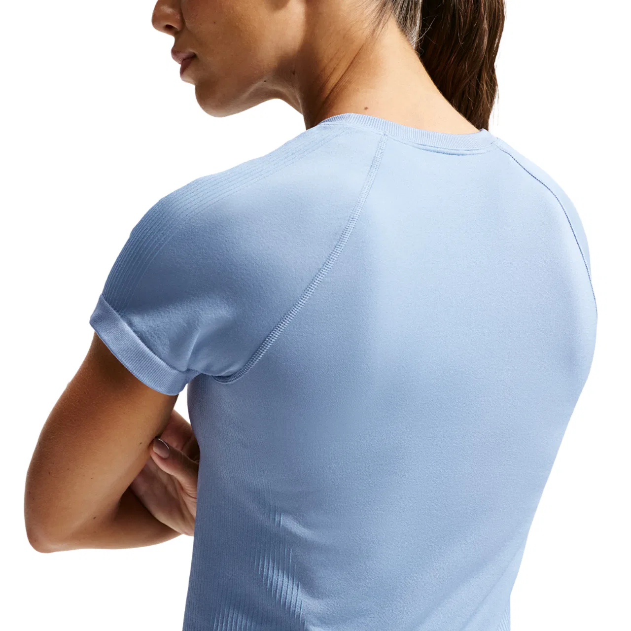 Женская футболка с длинным рукавом Nike Pro Dri-FIT Seamless SS Top, Nike, Work Blue — фото 2