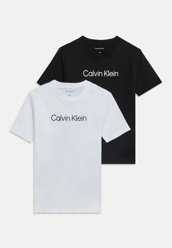 Комплект из двух базовых футболок унисекс с логотипом Calvin Klein Jeans, белый/черный