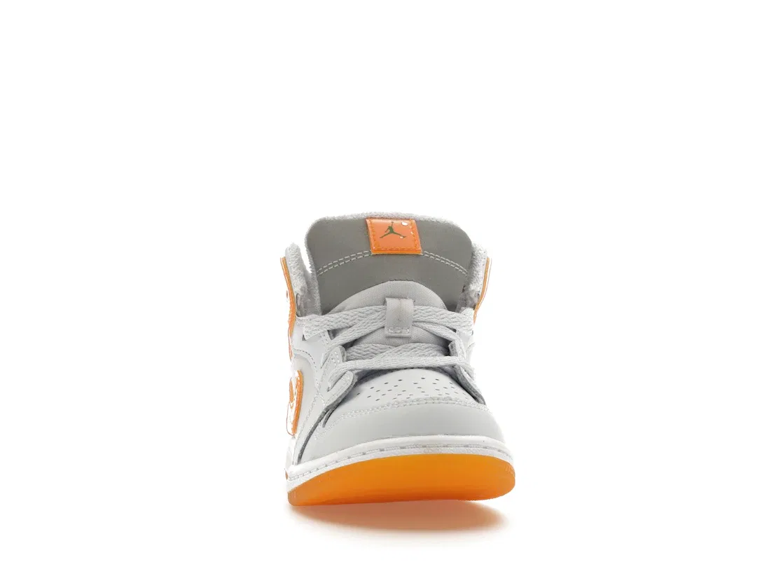 Детские кроссовки Lifestyle Jordan 1 Mid SE Jordan, Football Grey Pine Green White Orange Peel — фото 2