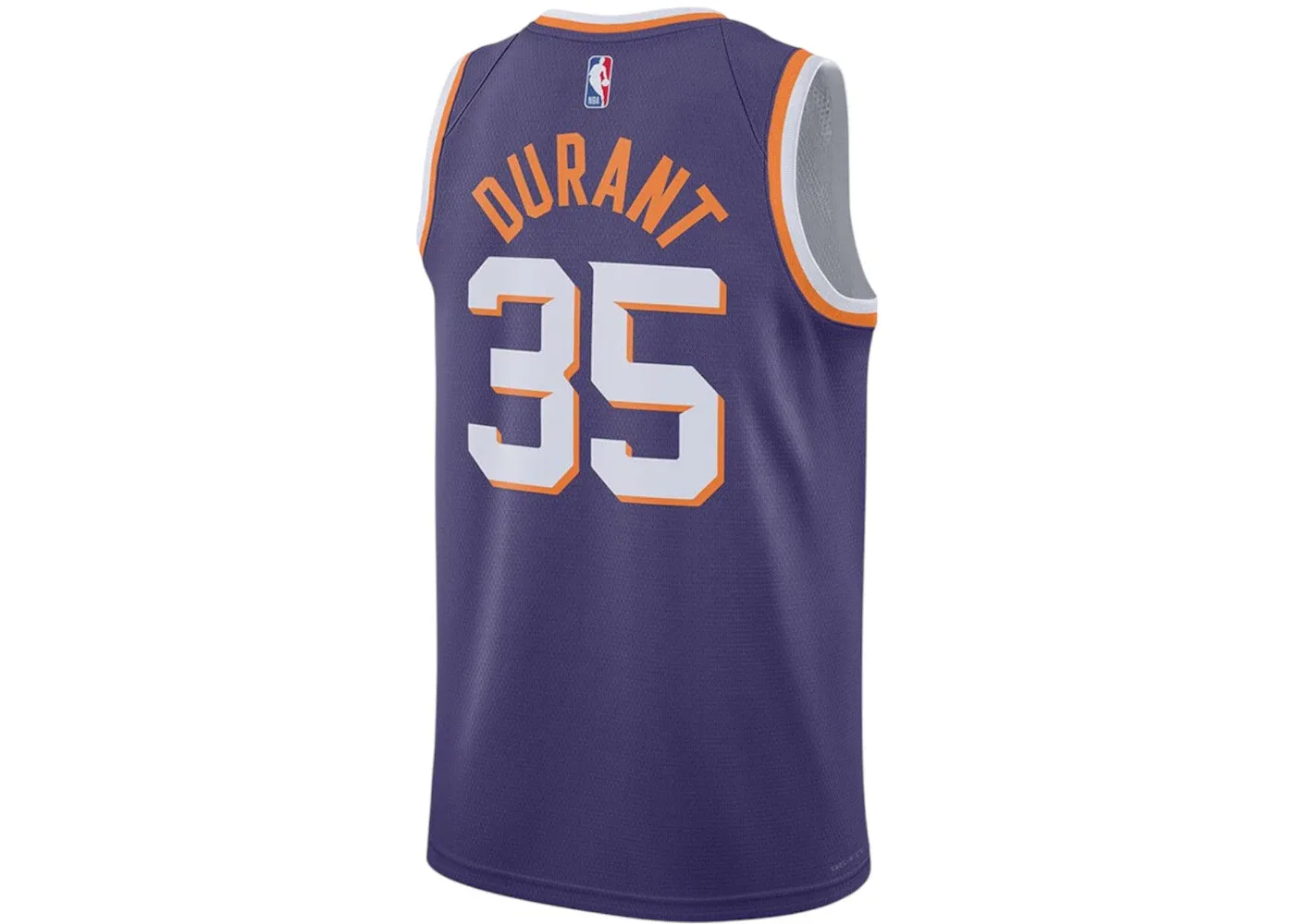 Мужская футболка с принтом Nike NBA Phoenix Suns Kevin Durant Icon Edition Dri-Fit Swingman Jersey, Purple/White/Orange — фото 2