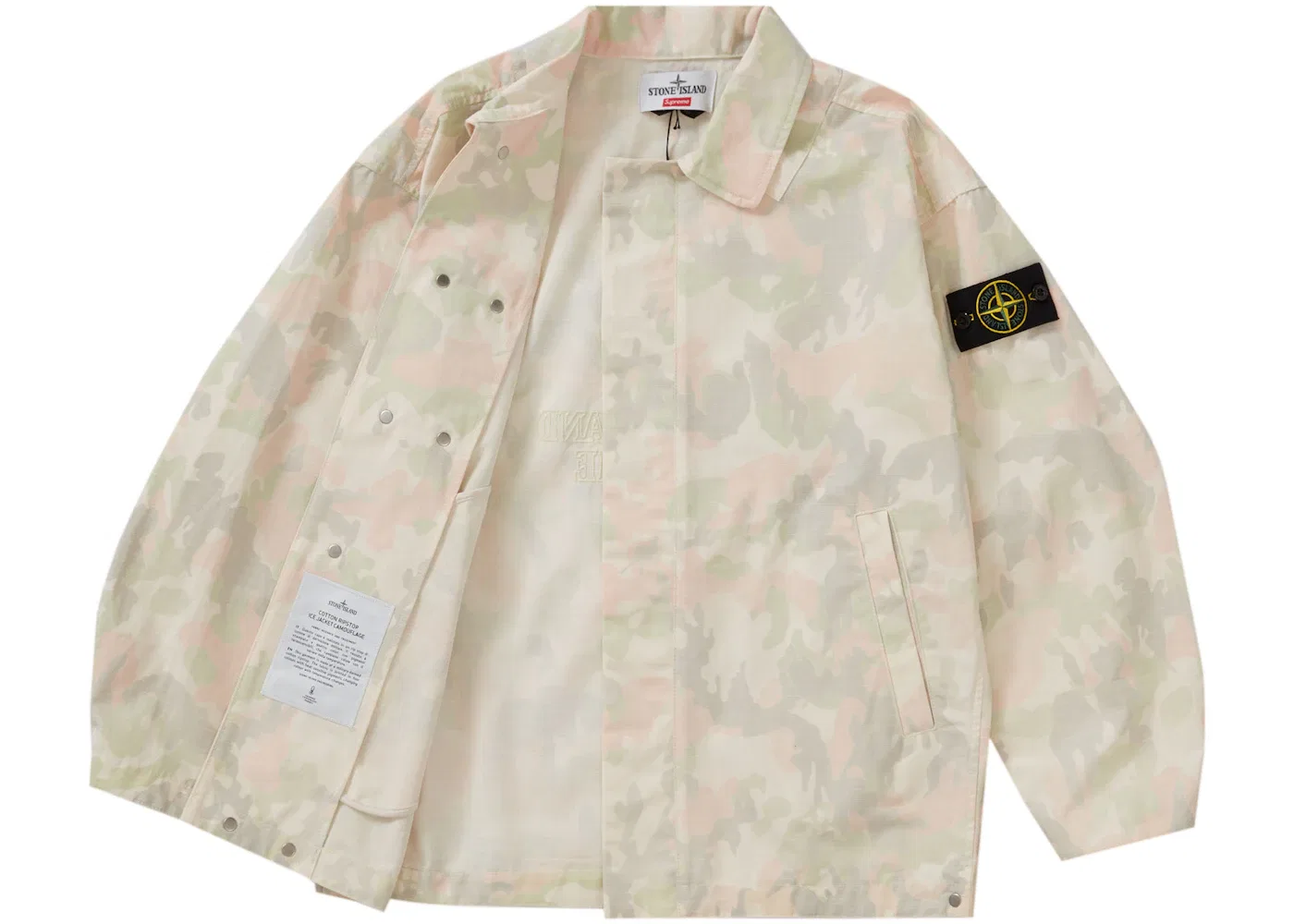 Мужская куртка с камуфляжным принтом Supreme Stone Island Reactive Ice Camo Ripstop Jacket, Tan — фото 2
