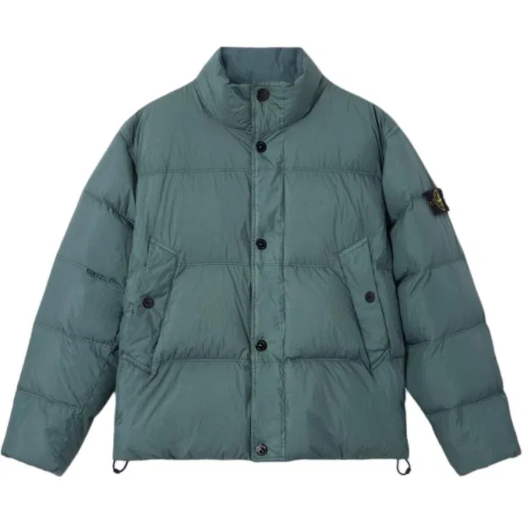 Мужской пуховик с воротником-стойкой Ocean Green STONE ISLAND