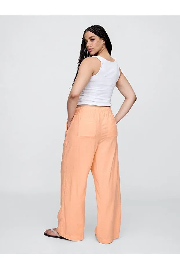 Женские широкие брюки из льняной смеси Gap, Orange-010 — фото 3