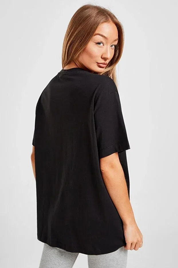 Женская футболка с вышивкой Sportswear Oversized T-Shirt Unisex Black T-Shirt with Embroidery Swoos Nike, Black — фото 2