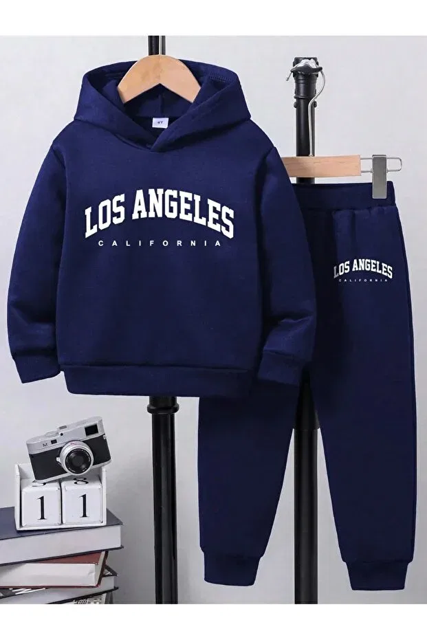 Детский комплект спортивного костюма для девочек с принтом Los Angeles Daxis Sportwear Company, Gray-Lacquer — фото 4