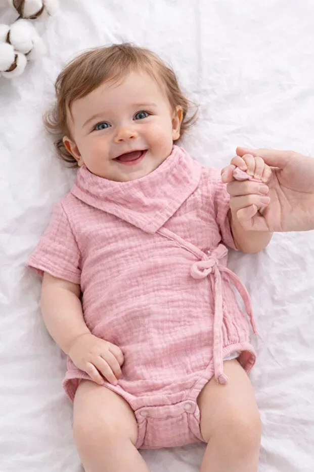 Детское боди-комбинезон для девочек хлопковый комплект 2 шт Basics Babyzz, Powder — фото 2