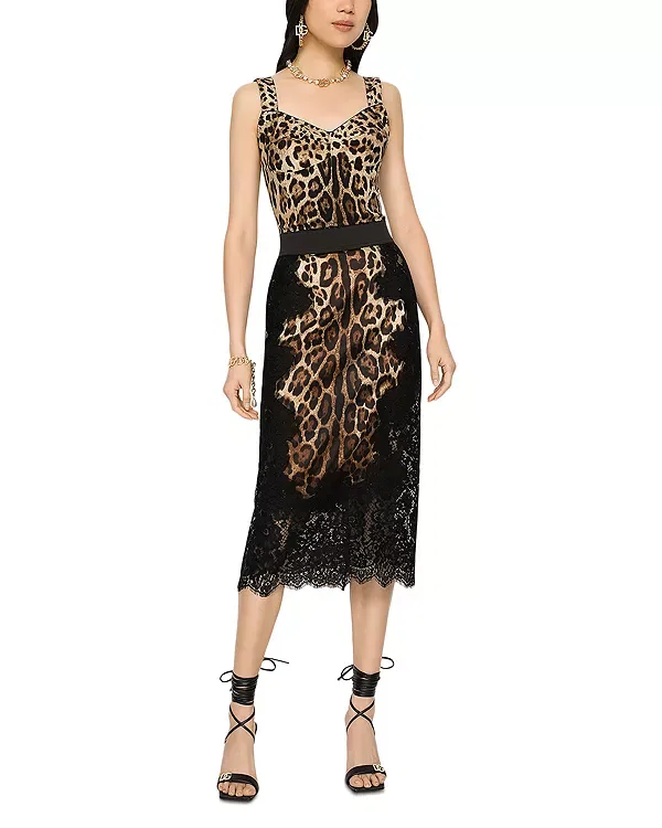 Женский топ с принтом Leopard Print Charmeuse Top Dolce & Gabbana, Hy13M — фото 2