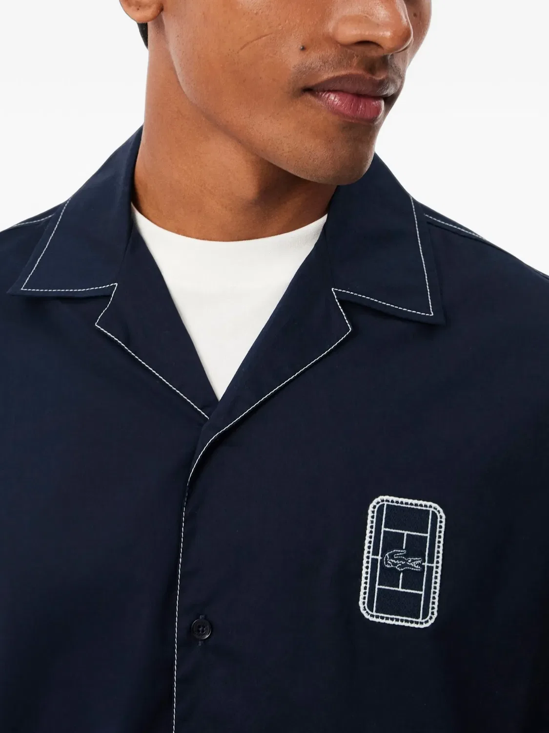 Рубашка с контрастной строчкой синего цвета Lacoste, синий — фото 2