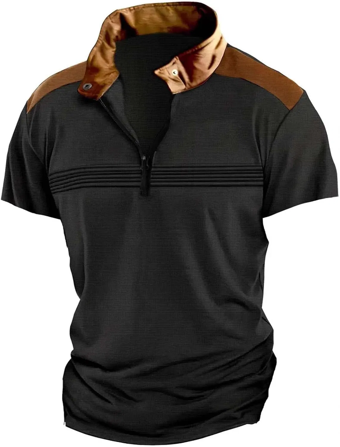 Мужская футболка полузастежка Henley, Black