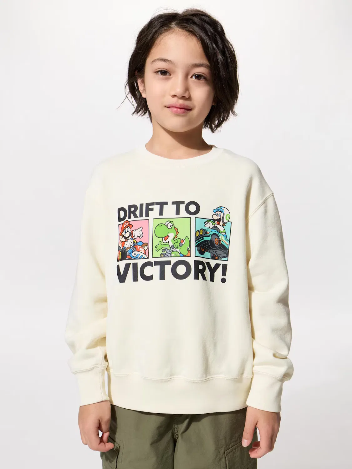 Толстовка Uniqlo, с символикой Mario Kart World, кремовая цветность/кремовый расцветка — фото 2