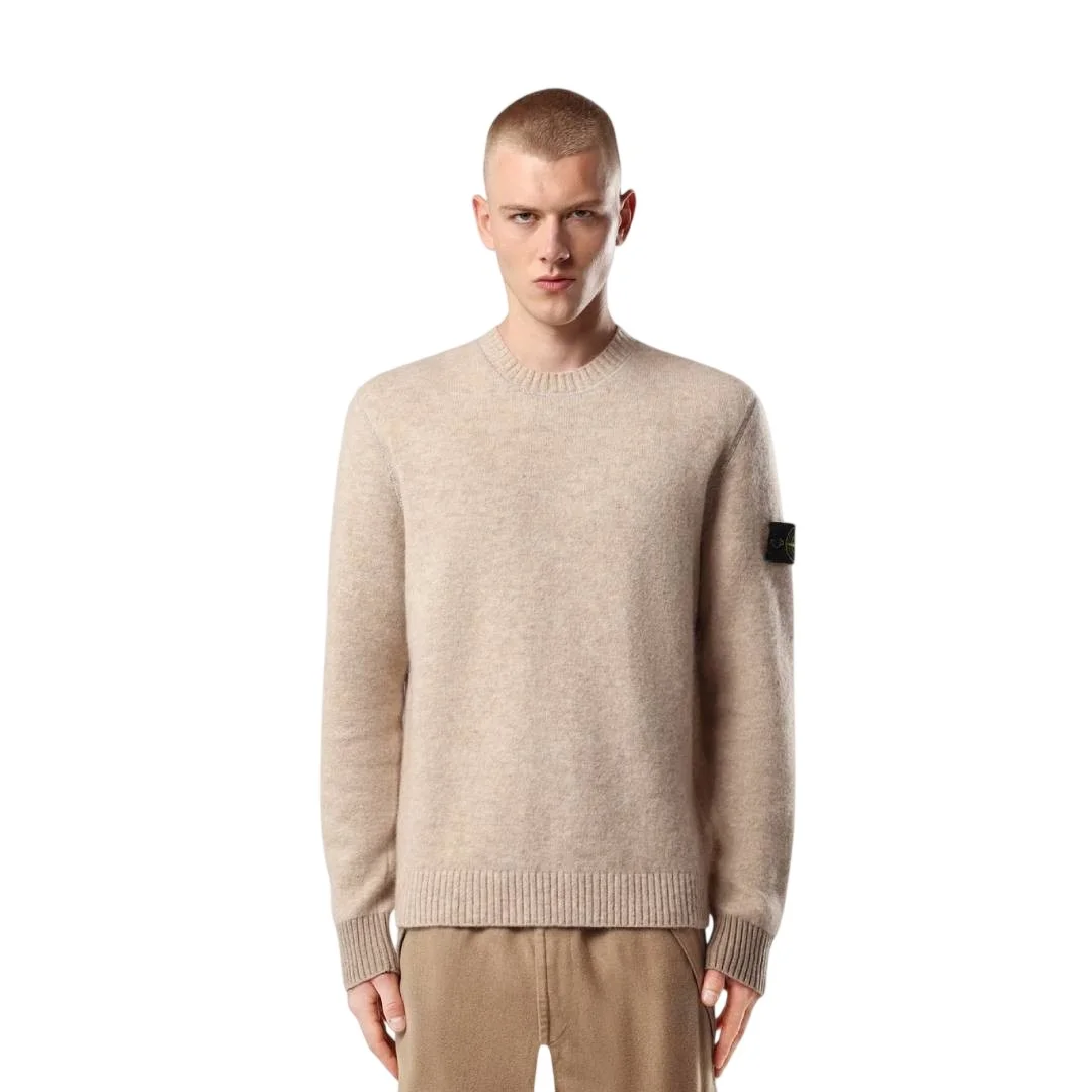 Мужской свитер Stone Island Loose-fit Crewneck With Contrast Knit Details, песочно-меланжевый