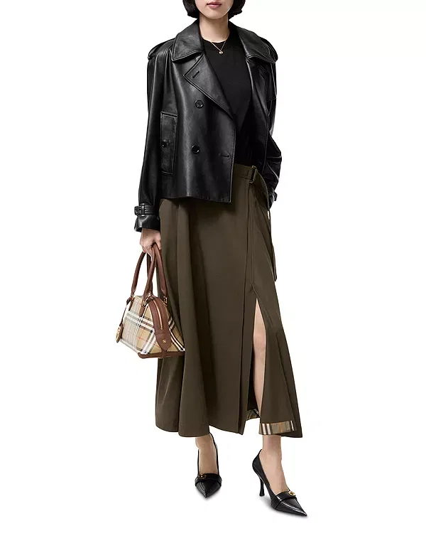 Женская юбка миди из шерстяного твила Burberry, Bright Caper