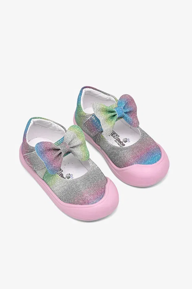 Детские балетки для девочек с принтом Rainbow First Step Bowknot Ballerina Shoes Tonny Black, Rainbow — фото 3