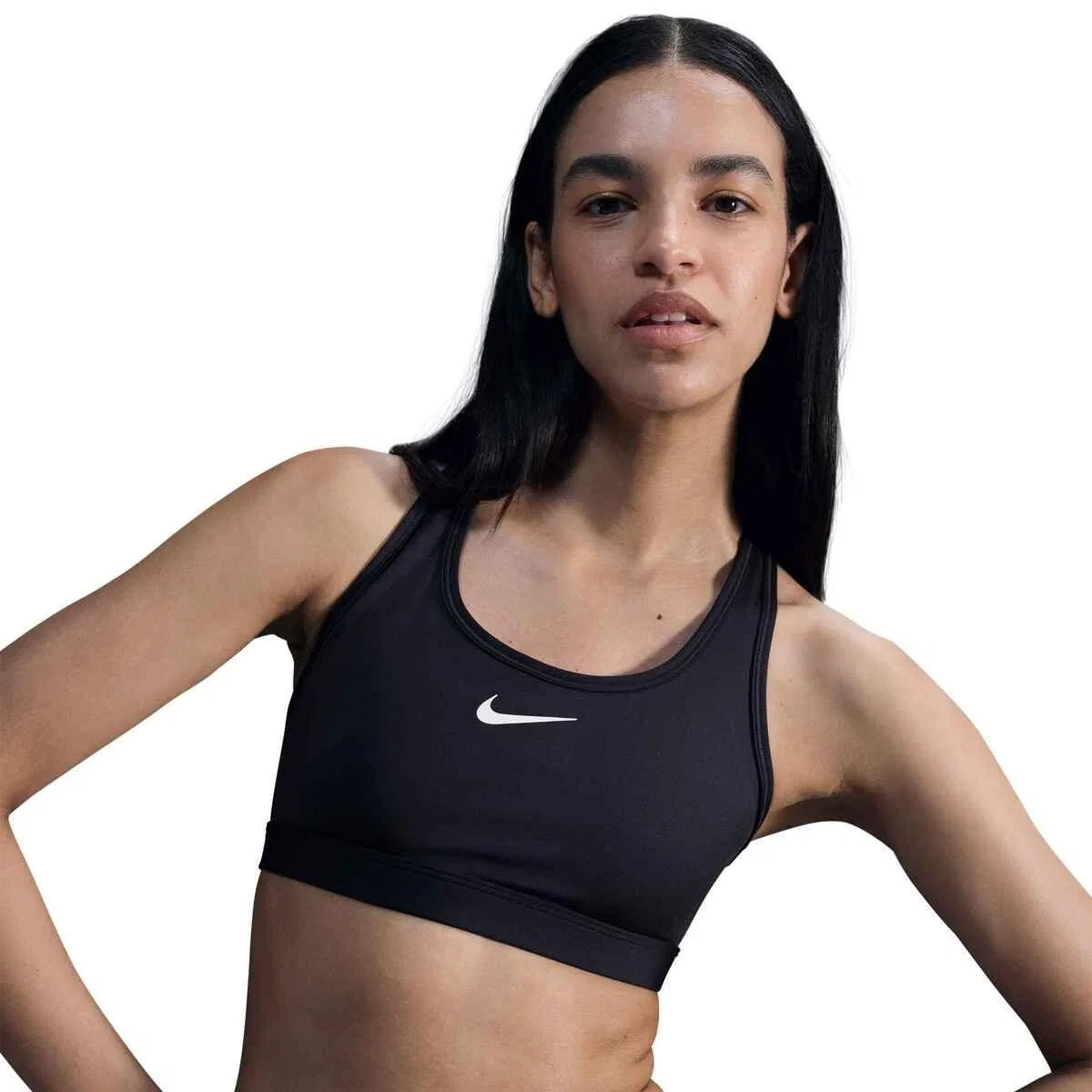 Женский спортивный топ с принтом Swoosh Nike, Черный