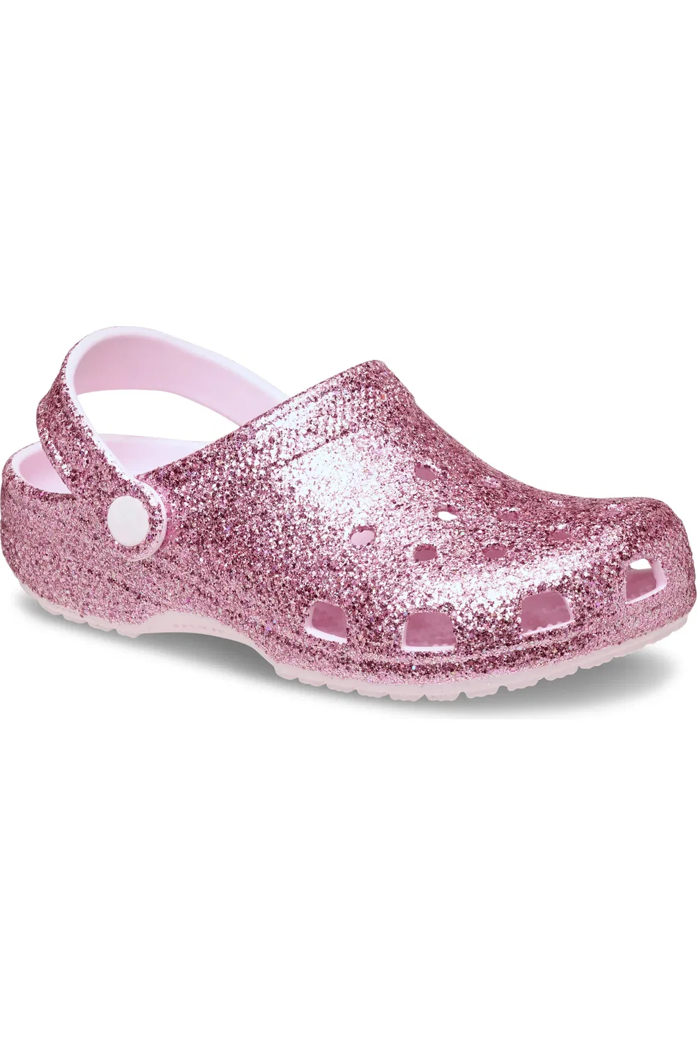 Детские сабо блестящие на толстой подошве Classic Chunky Glitter CROCS, Pink Milk