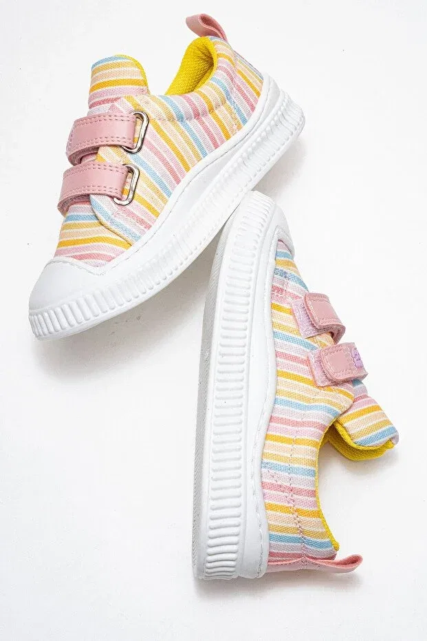Детские кроссовки для девочек с липучками Mnpc, Powder Striped — фото 4