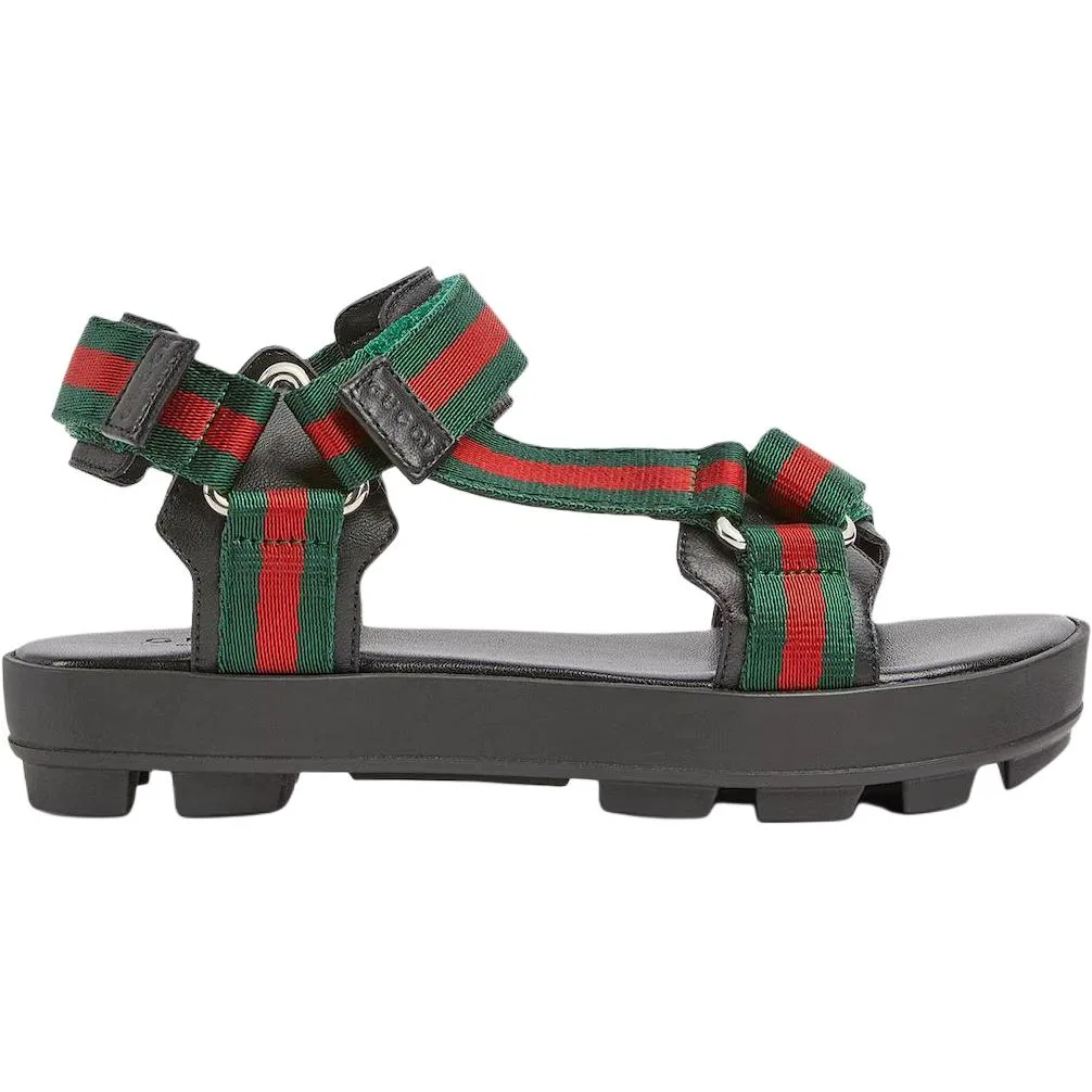 Детские сандалии для мальчиков с веб-полосками GUCCI, Green Red — фото 3