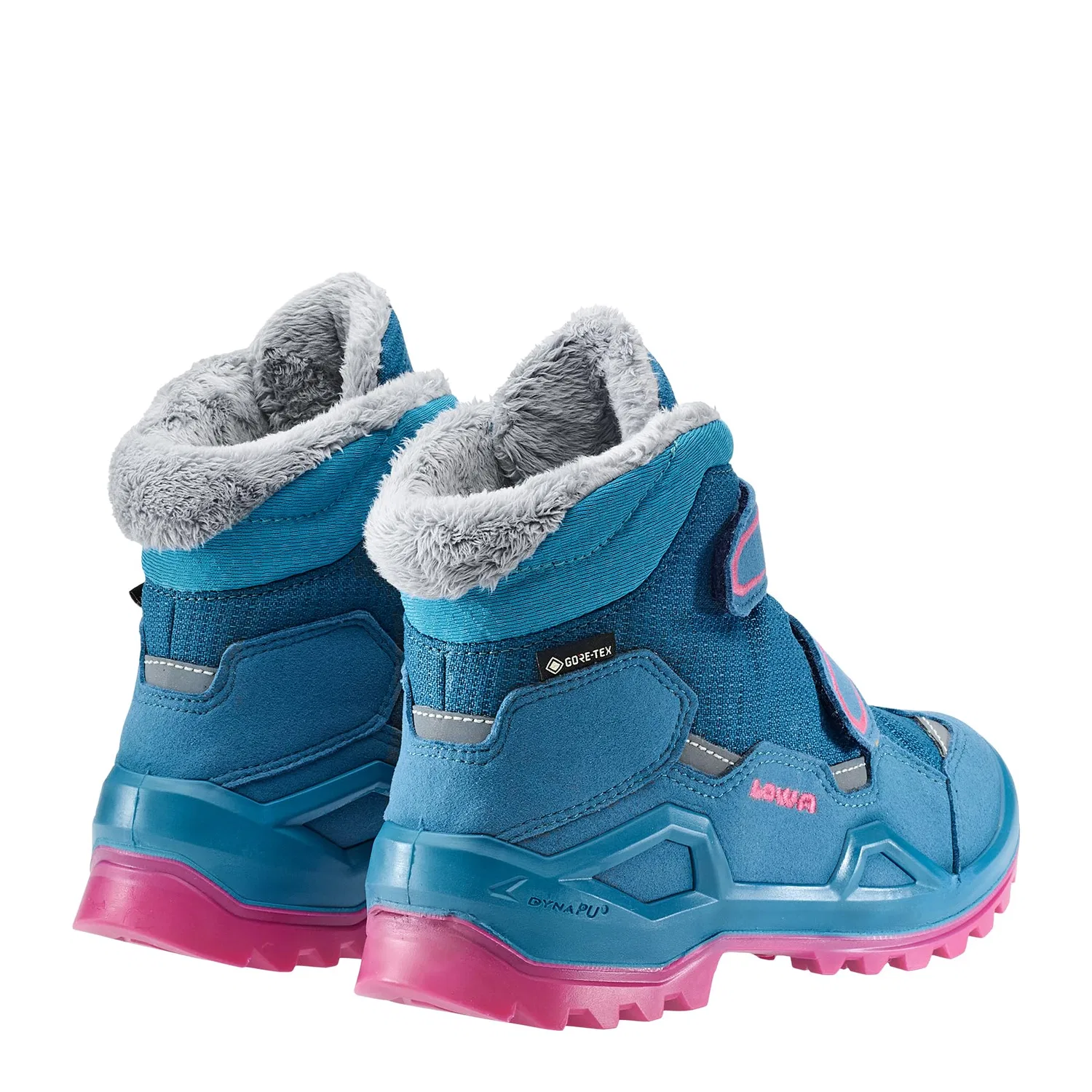 Детские ботинки для мальчиков с водонепроницаемой мембраной Milo Evo Gtx Mid Jr LOWA, Fuchsia Turquoise — фото 4