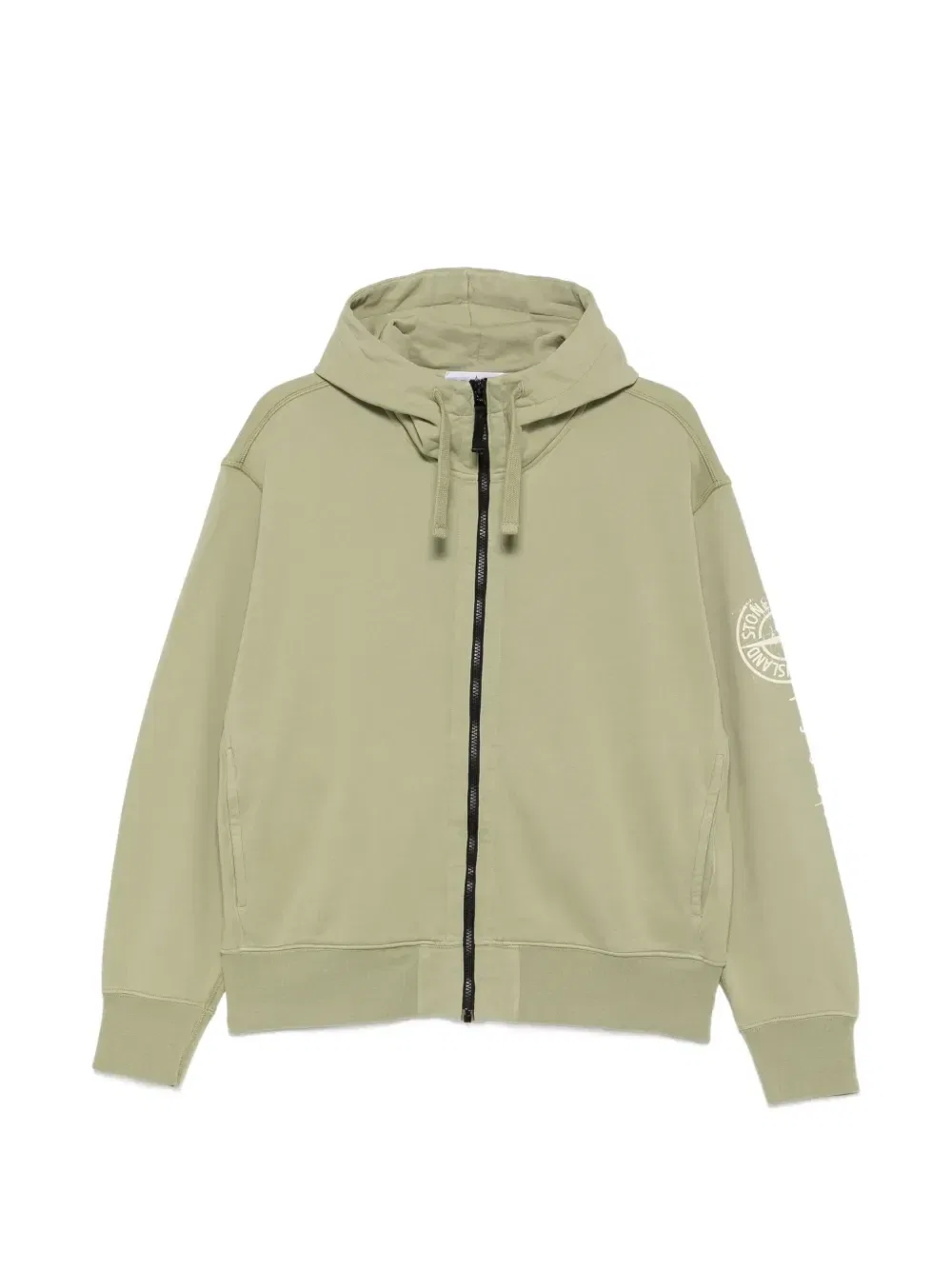 Худи на молнии с логотипом Stone Island, зеленый