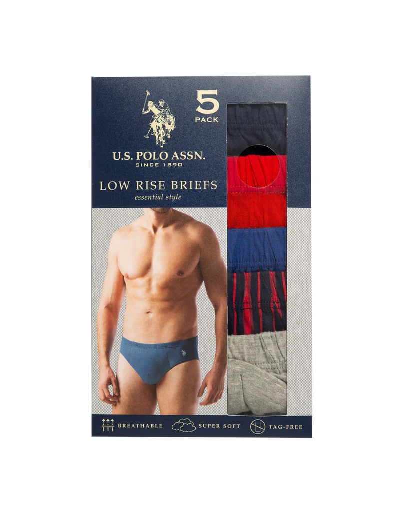 Комплект трусов U.S. Polo Assn 5pk Lowrise, 5 шт., черный/синий/красный — фото 2