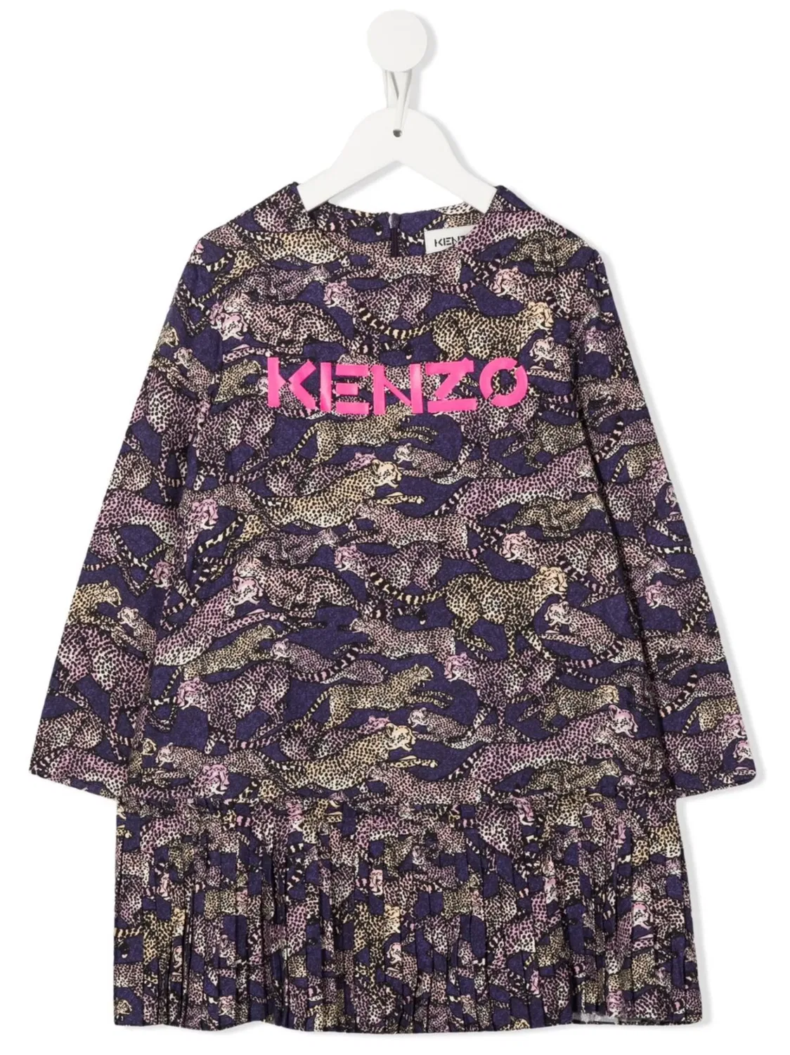 Kenzo Плиссированное платье с принтом, фиолетовое