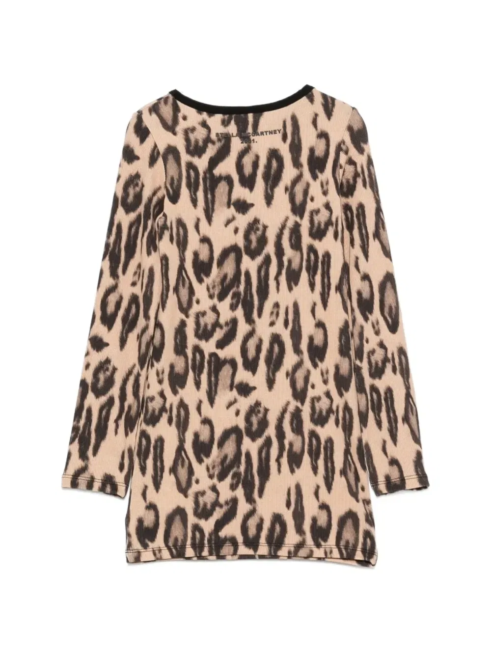 Платье в рубчик с леопардовым принтом Stella McCartney Kids, бежевый — фото 2